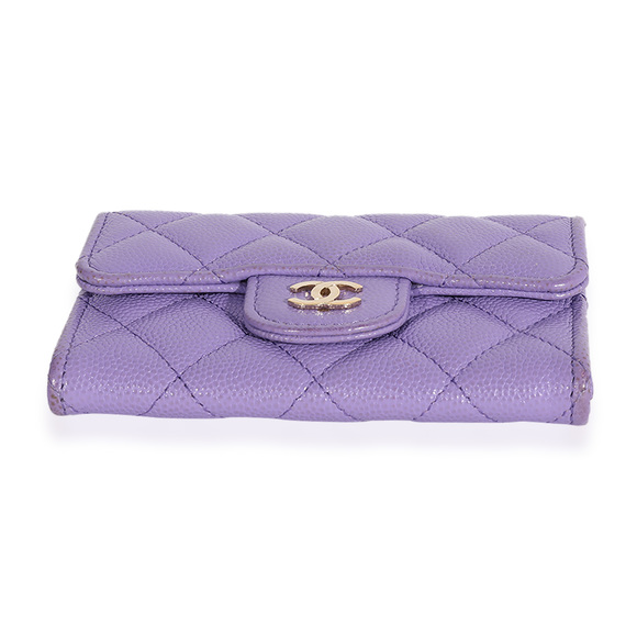 Chanel Purple Quilted Caviar Flap Card Holder Wallet - Picture 5 of 7